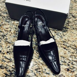 Impo Black Pointed Slingback Mules